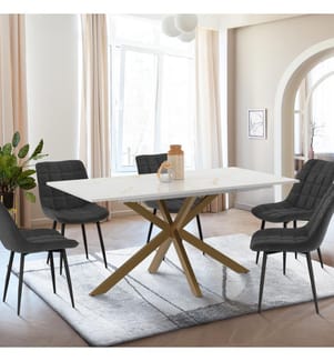 Table Repas Extensible Glam 160-200cm - Brun et Blanc