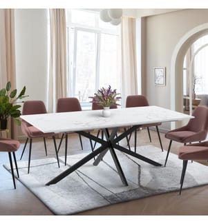 Table Repas Extensible Glam 200-240cm - Blanc et Noir