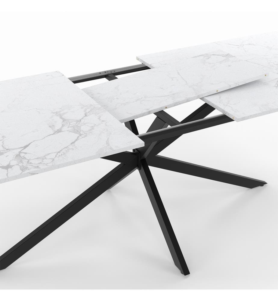Table Repas Extensible Glam 200-240cm - Blanc et Noir