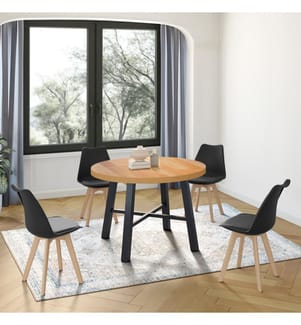 Table repas extensible Mathilde 110-150cm - Brun et noir 