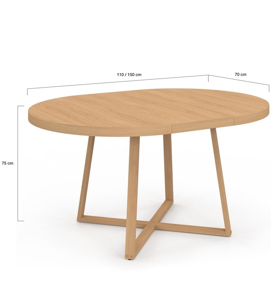 Table repas Sana plateau extensible 110-150 - Brun 
