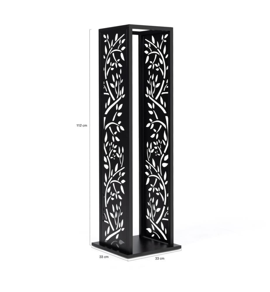 Range bûches vertical ajouré avec motifs 112 cm - Noir