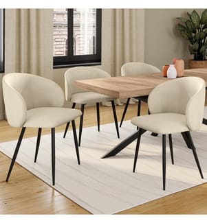 Lot de 4 Chaises Léona - Crème et Noir