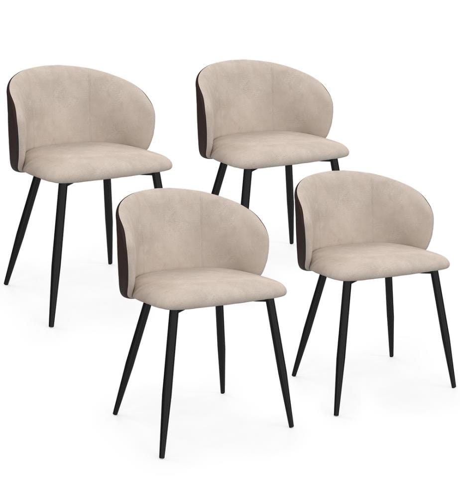 Lot de 4 Chaises Léona - Marron et Taupe
