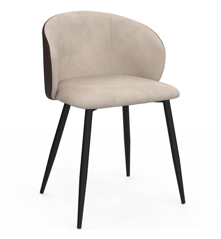 Lot de 4 Chaises Léona - Marron et Taupe