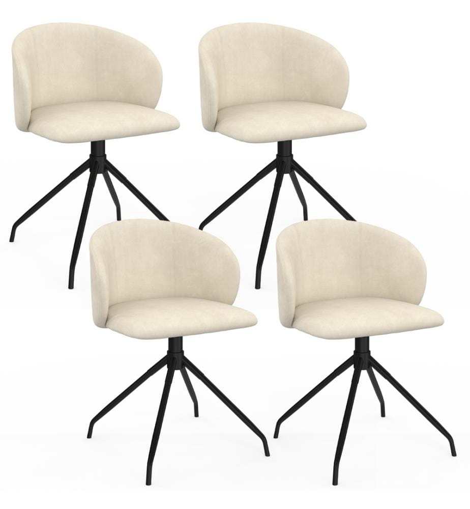 Set aus 4 drehbaren Leona-Stühlen - Creme