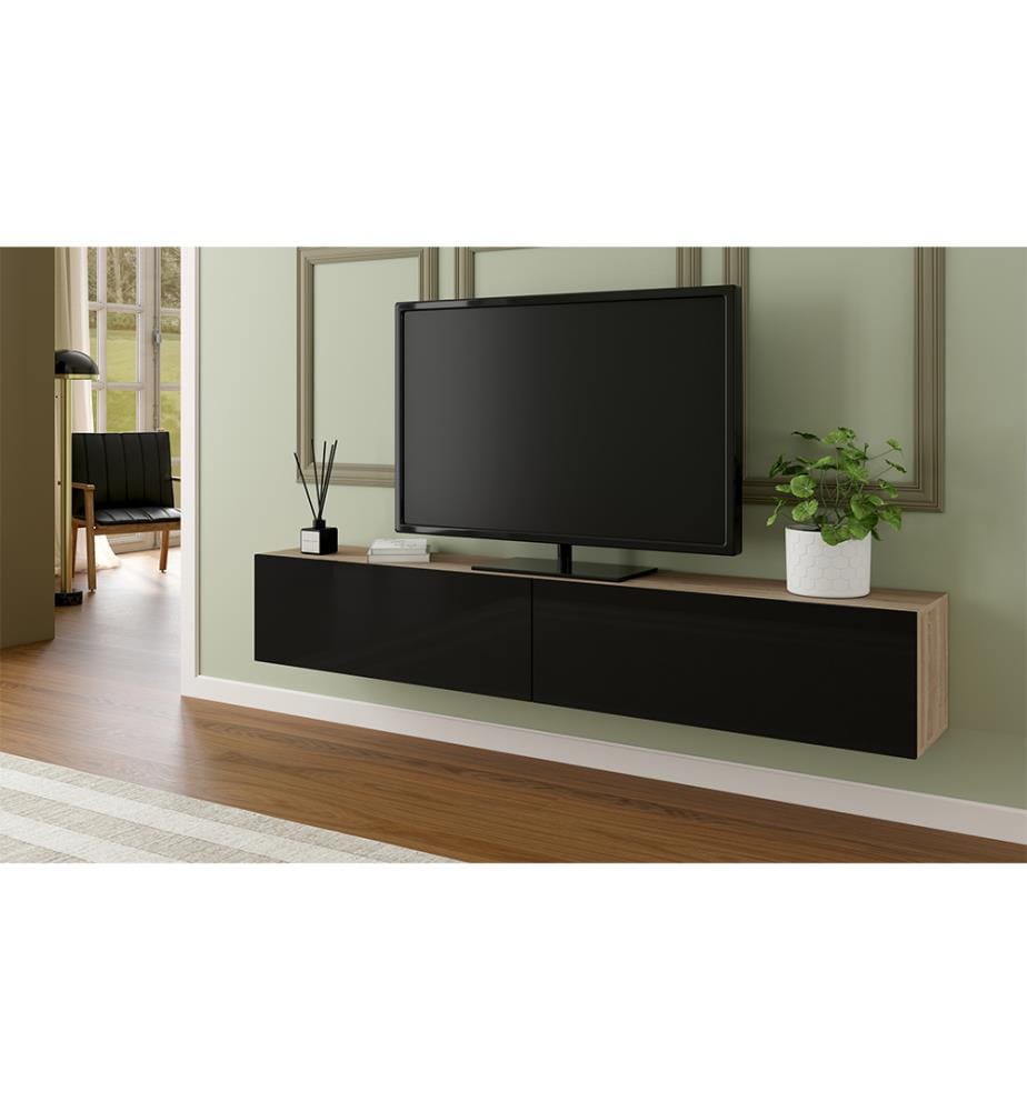 Michigan TV Stand 180 x 30 x 30 cm - Wood & Black