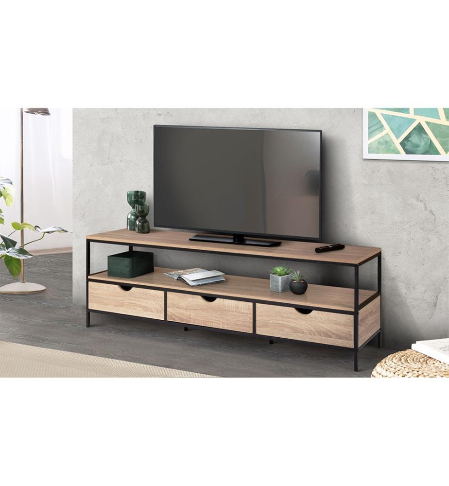 Porta TV Memphis 160 x 40 x 50 cm - Legno e Nero