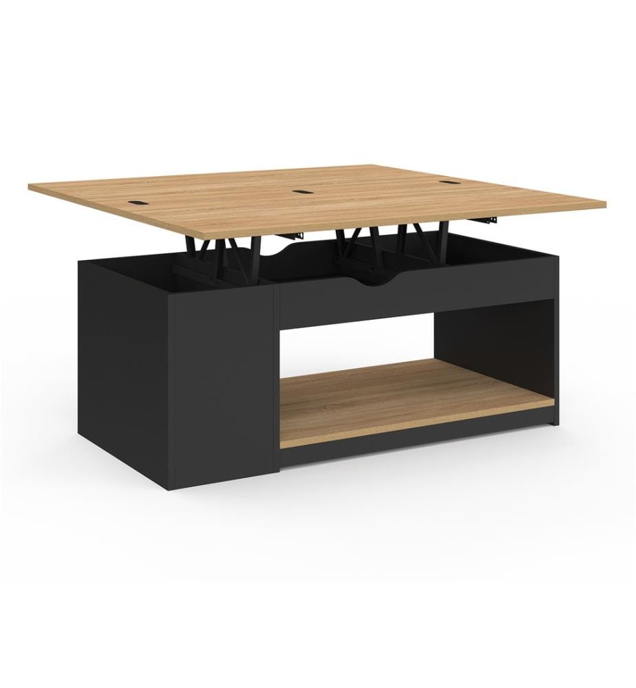 Table basse Elina relevable bois et noire