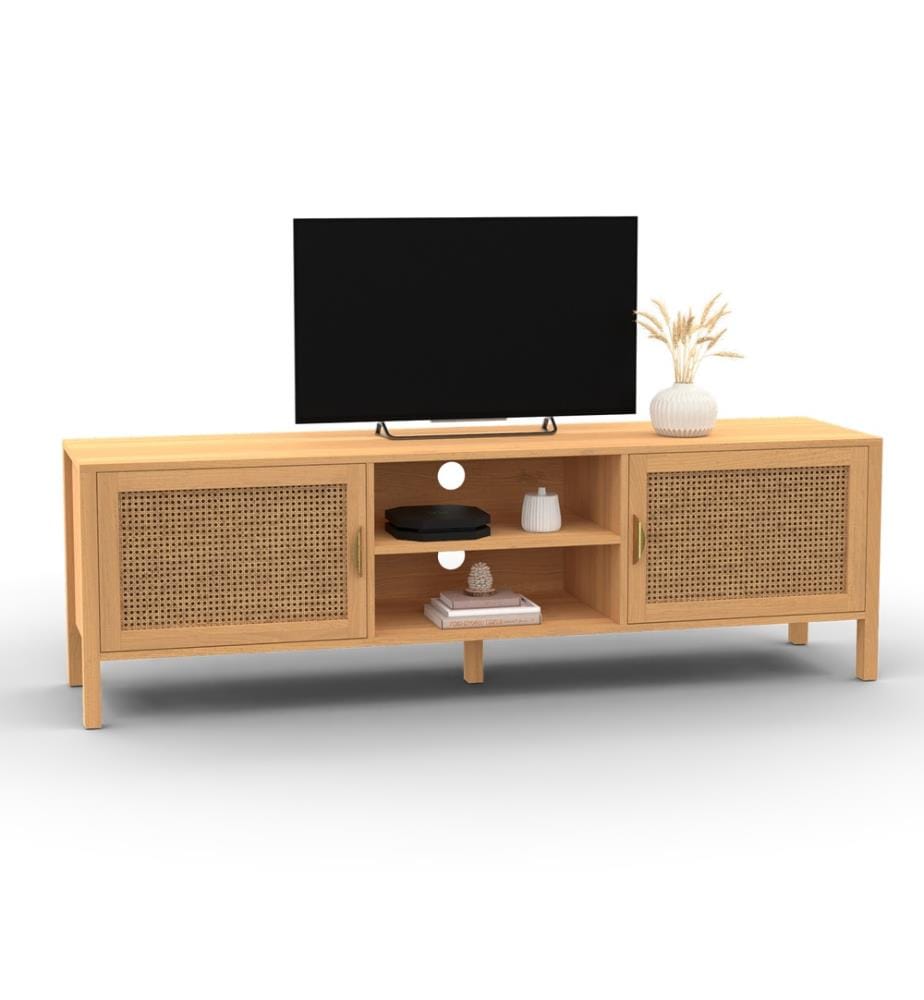 Porta TV Eve a 2 ante in canna L160cm - Marrone