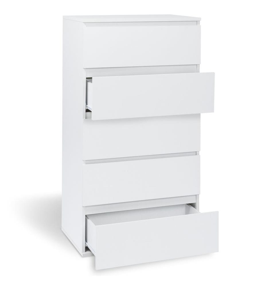 Commode Tom 5 tiroirs - Blanc