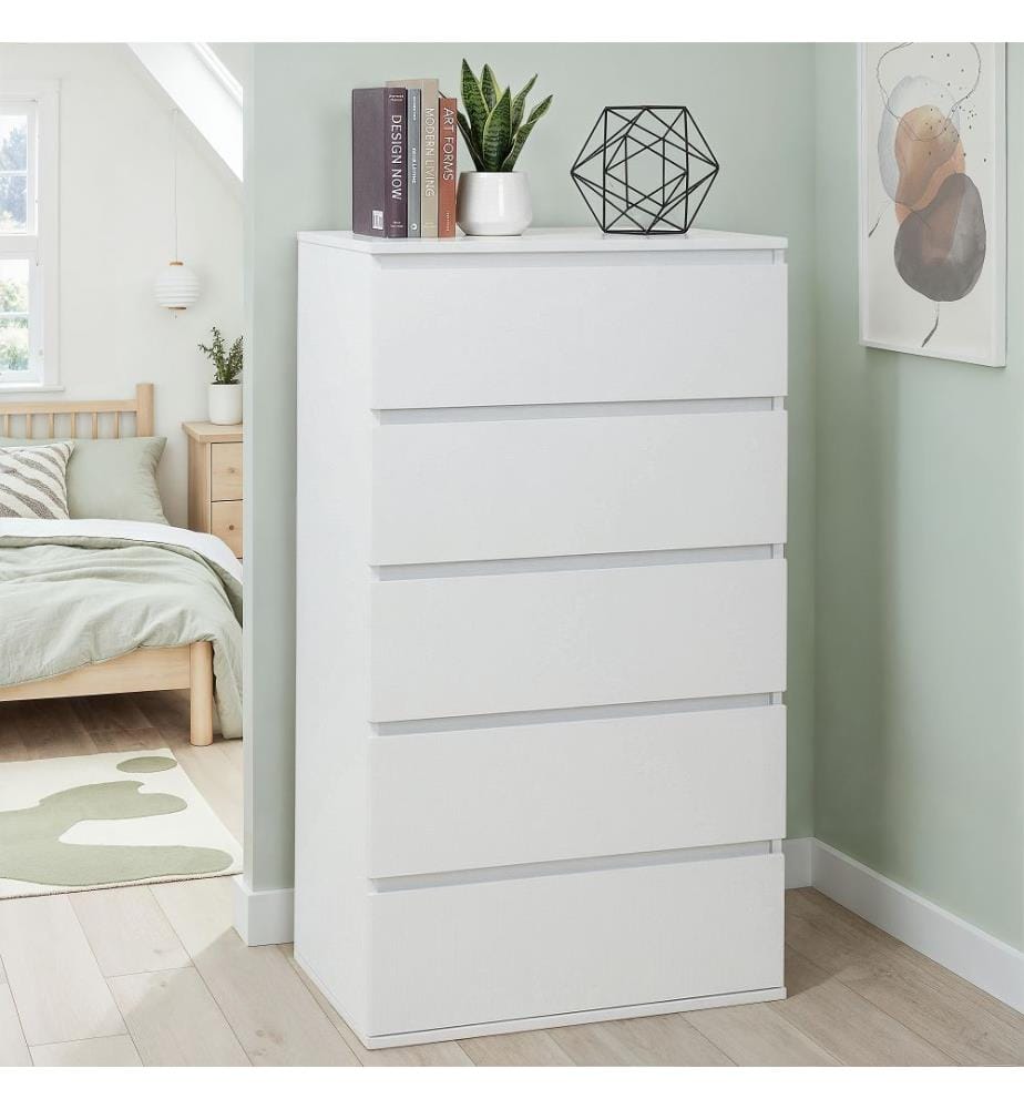 Commode Tom 5 tiroirs - Blanc