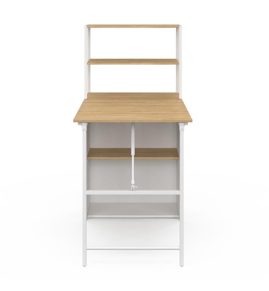 Bureau bibliothèque 2 en 1 pliable Raya - Brun et Blanc