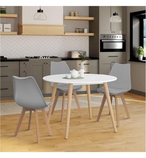 Table de Repas Stacy 110 x 110 x 75 cm - Brun Clair & Blanc