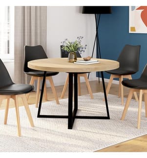 Table à manger ronde Sana - Brun et noir 