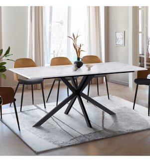 Table Repas Glam 160cm Plateau - Noir et Blanc