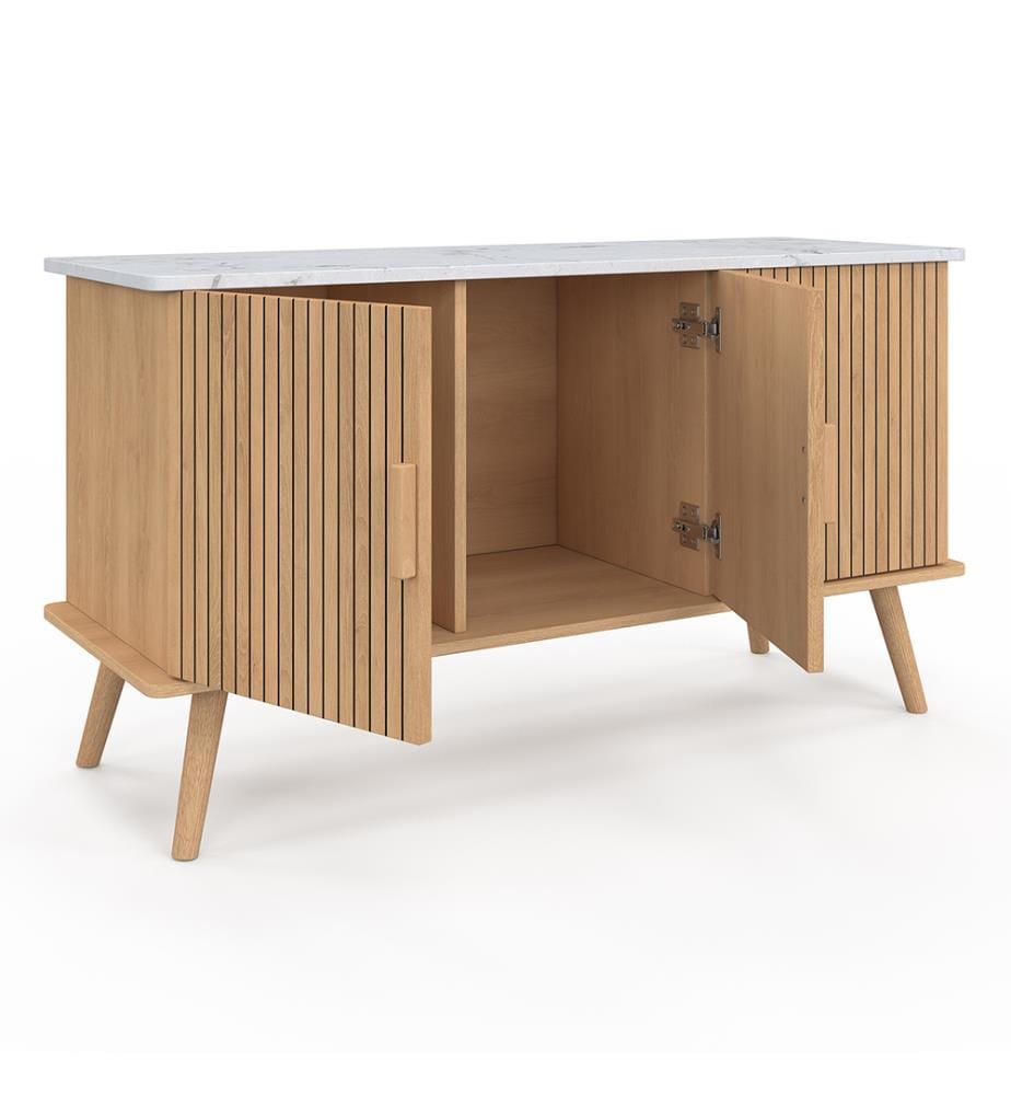 Buffet Marceau 3 portes L110cm - Brun et effet marbre blanc