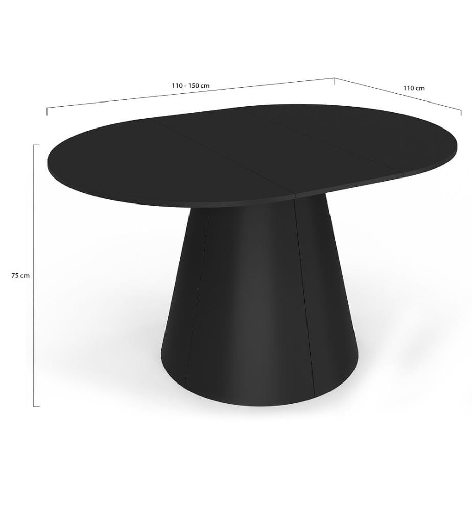 Table à manger ronde extensible Elvis - Noir