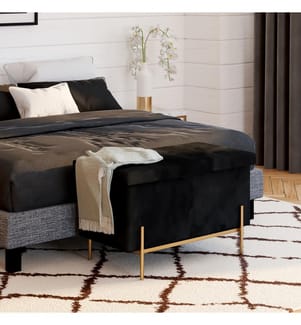 Banc coffre Loan en velours - 76 cm - Noir