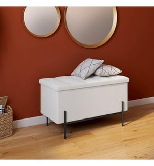 Banc coffre avec pieds dorés Loan 76 cm - Blanc
