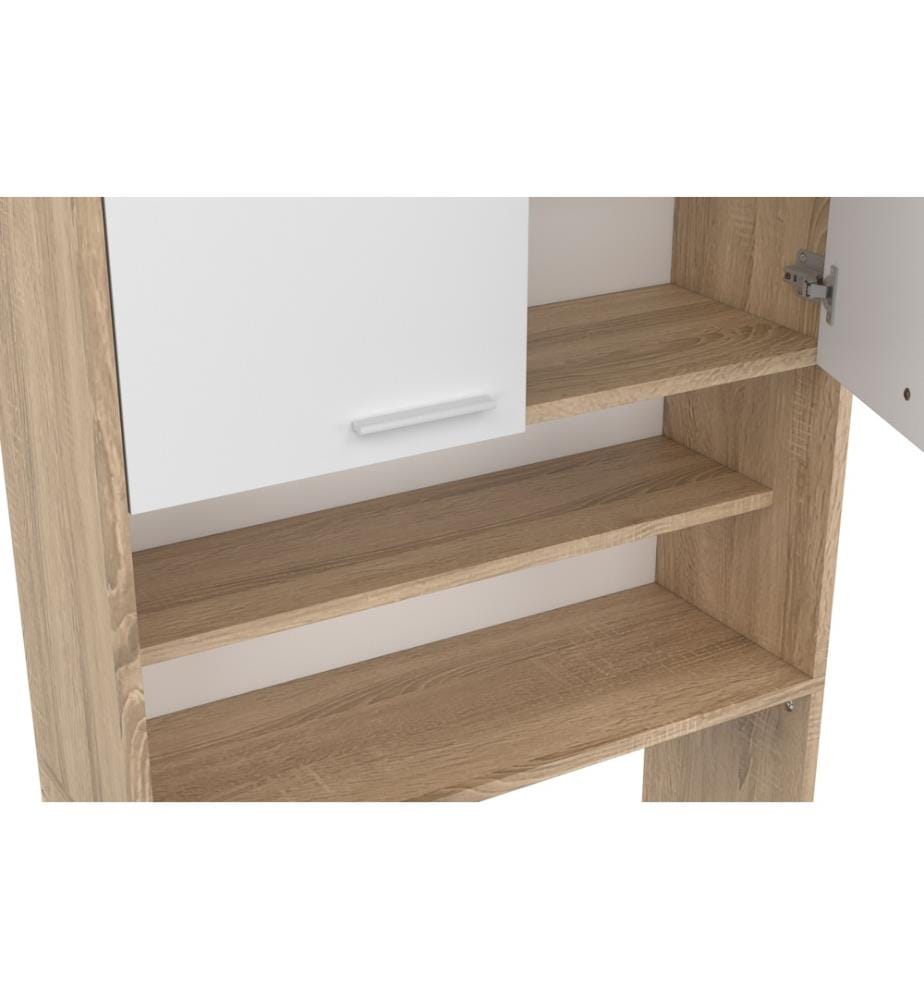 Meuble dessus machine à laver Will 65 x 24 x 180 cm - Blanc et Brun Clair