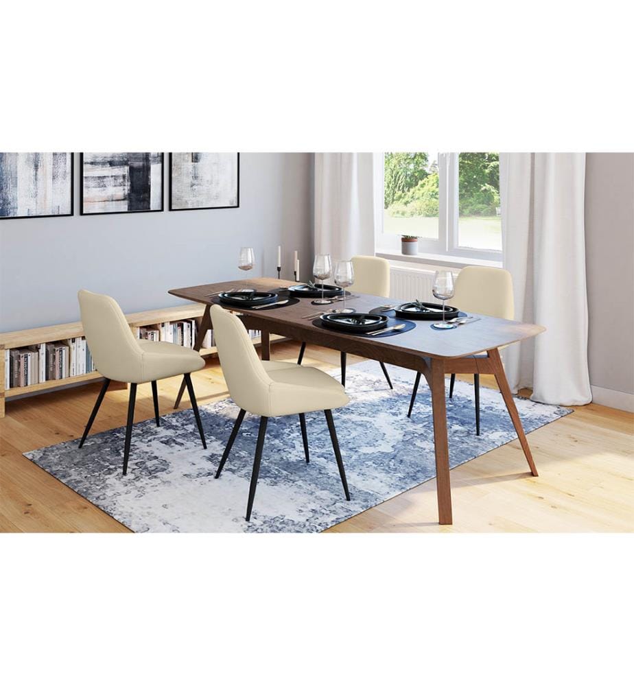 Lot de 4 Chaises Ornella assise tissu beige et pieds métal noirs
