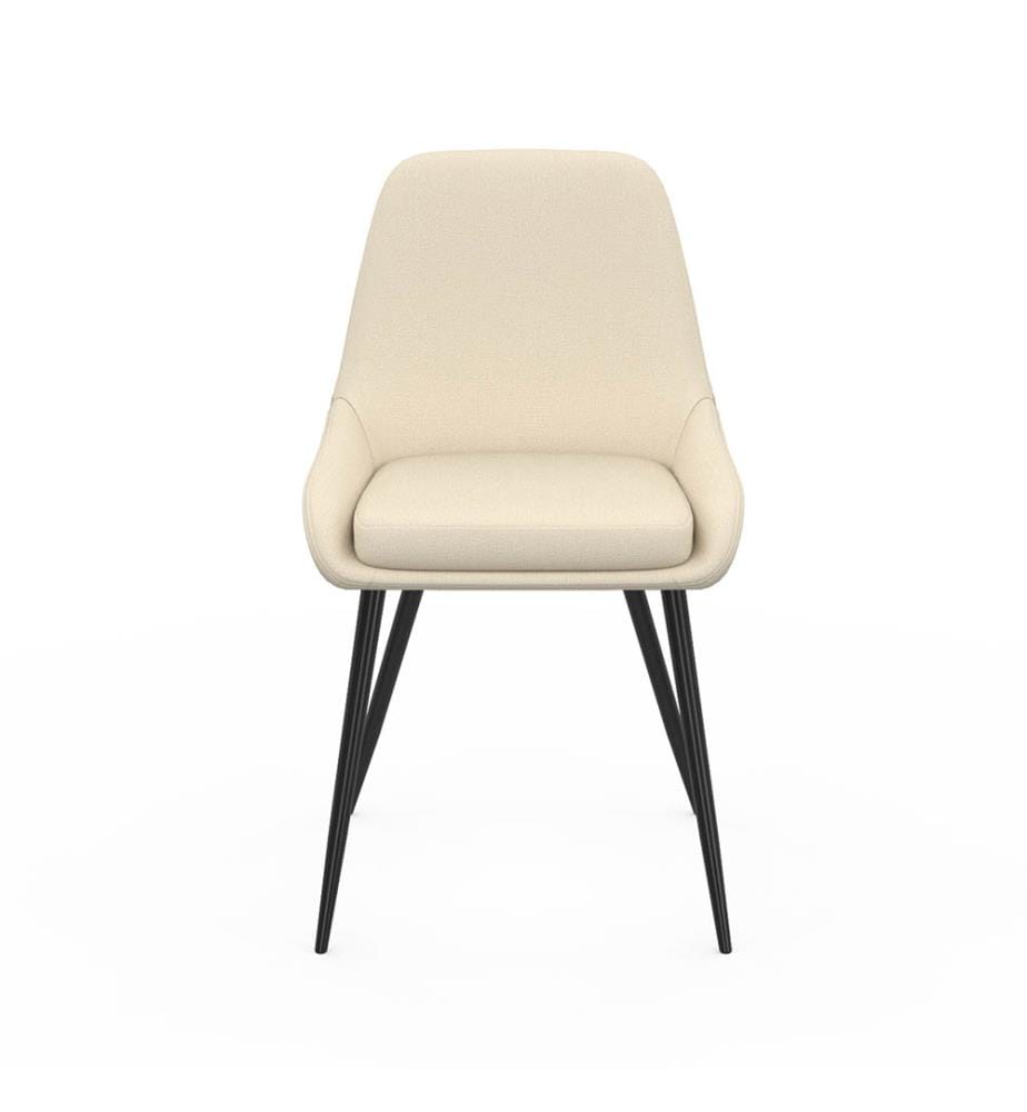 Lot de 4 Chaises Ornella assise tissu beige et pieds métal noirs