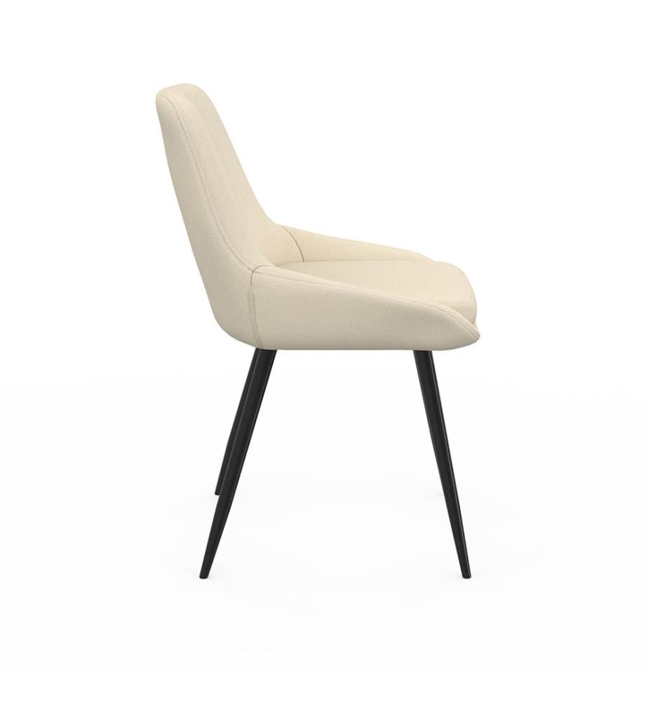 Lot de 4 Chaises Ornella assise tissu beige et pieds métal noirs