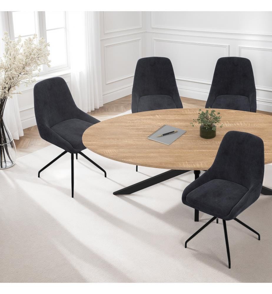 Lot de 4 Chaises Olivia assise pivotante pieds métal - Gris Foncé