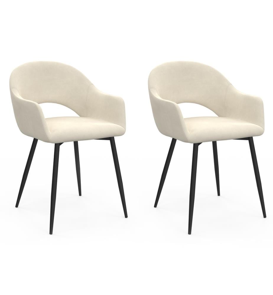 Lot de 2 Chaises Rebecca - Crème et Noir