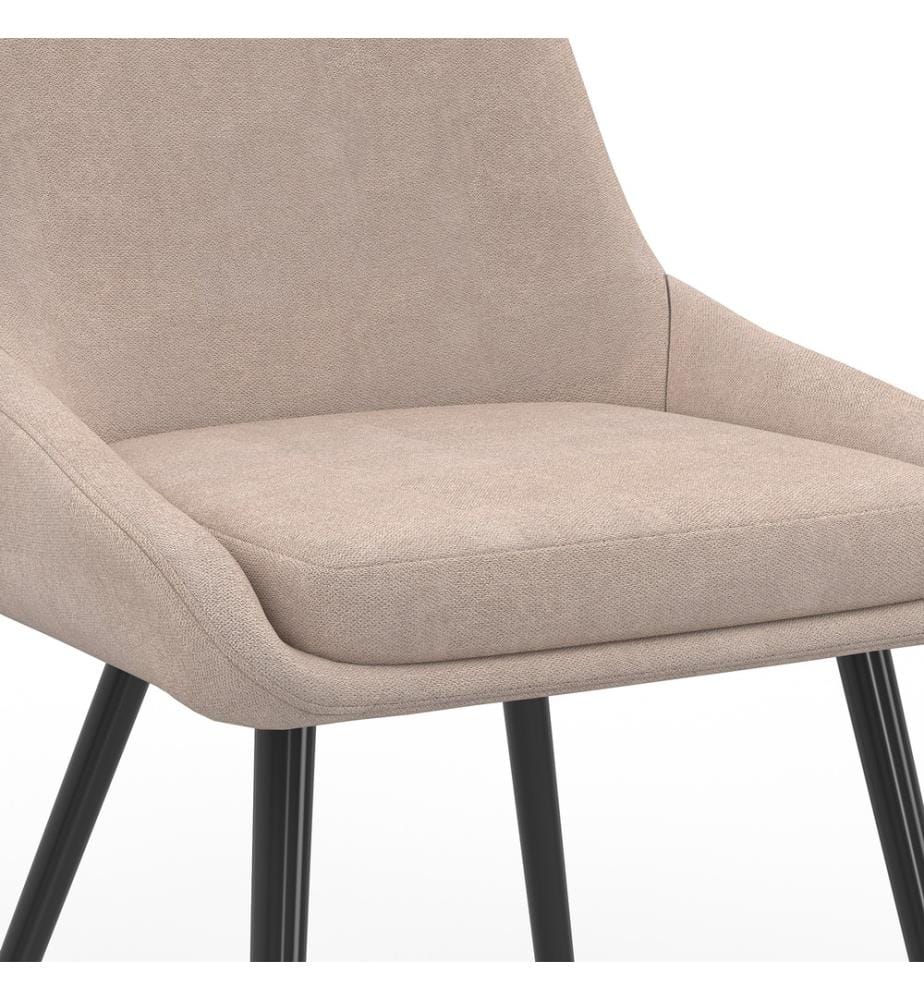 Lot de 4 Chaises Ornella assise tissu taupe et pieds métal noirs