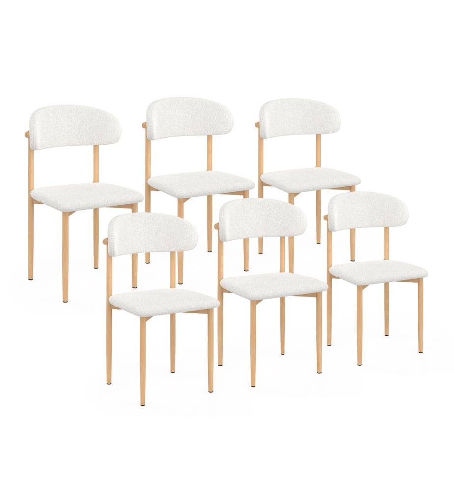 Lot de 6 Chaises Callisto assise bouclette et pieds bois 