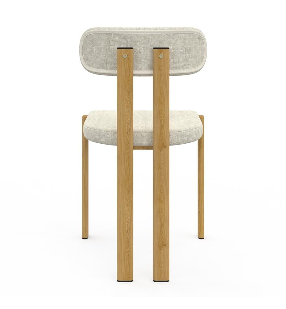 Lot de 4 Chaises Elsa en tissu beige et pieds métal