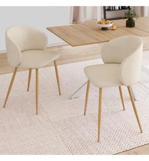 Lot de 2 Chaises Léona velours crème et pieds métal bois