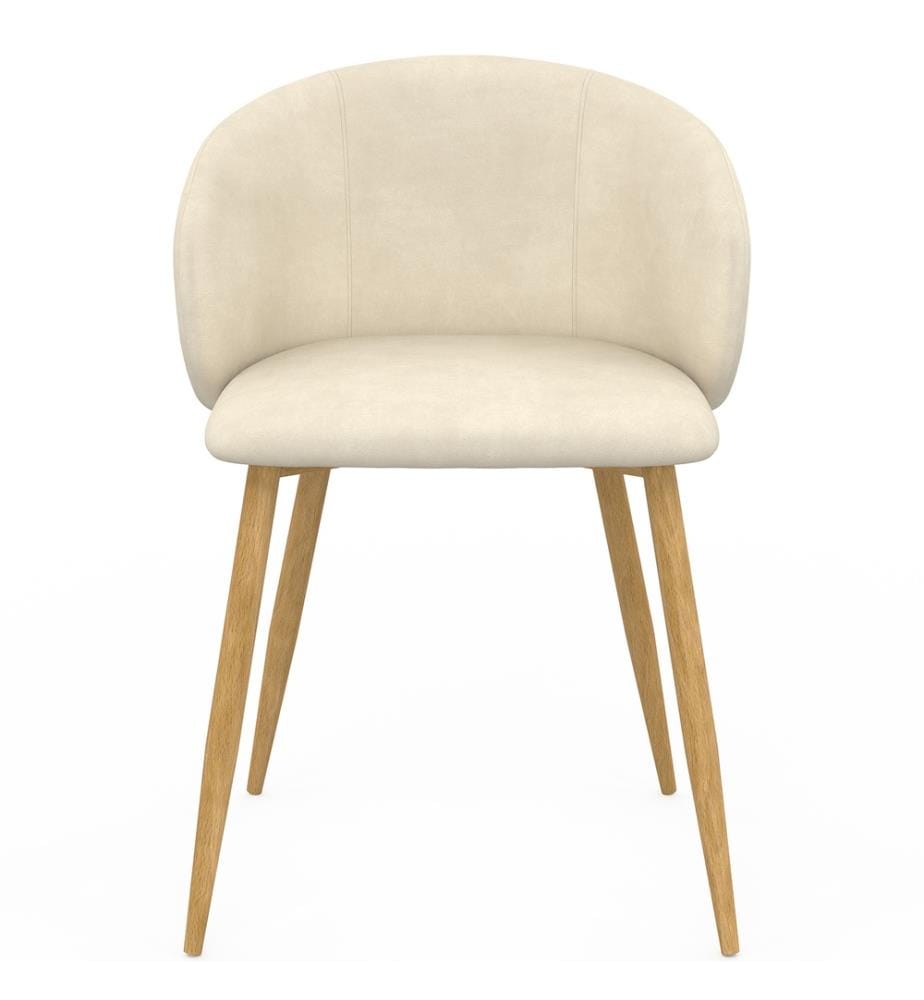Set di 2 sedie Léona in velluto crema con gambe in legno e metallo