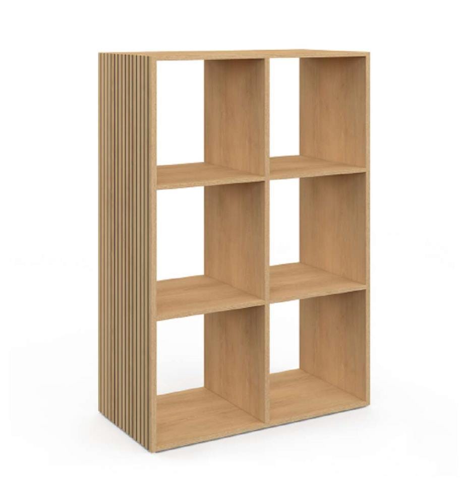 Faustine cube storage unit with 6 slatted-effect compartments