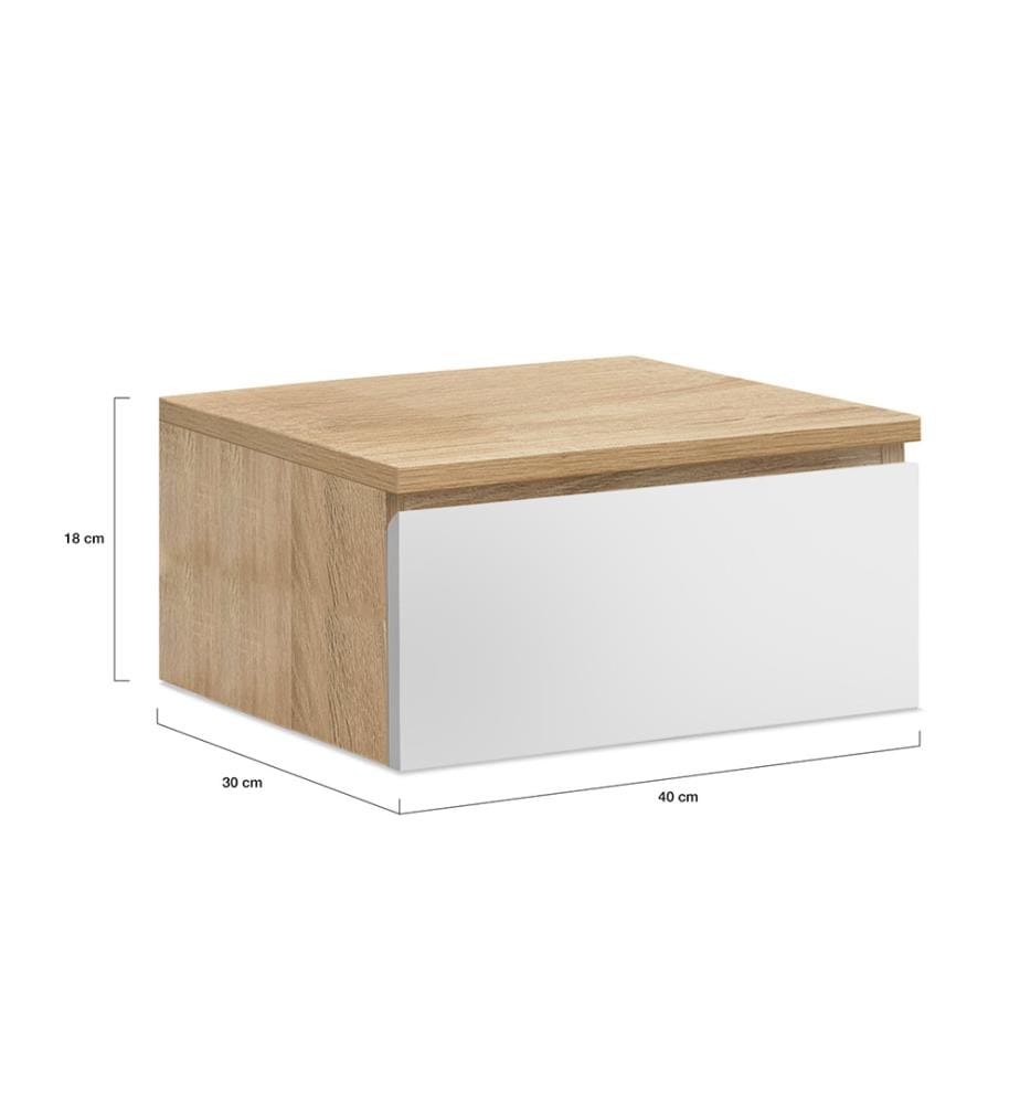 Lot de 2 Tables de chevet suspendues Tom 1 tiroir - Brun et Blanc