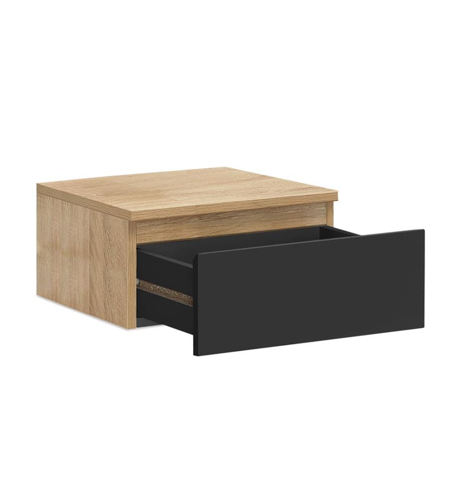 Lot de 2 Tables de chevet suspendues Tom 1 tiroir - Brun et Noir