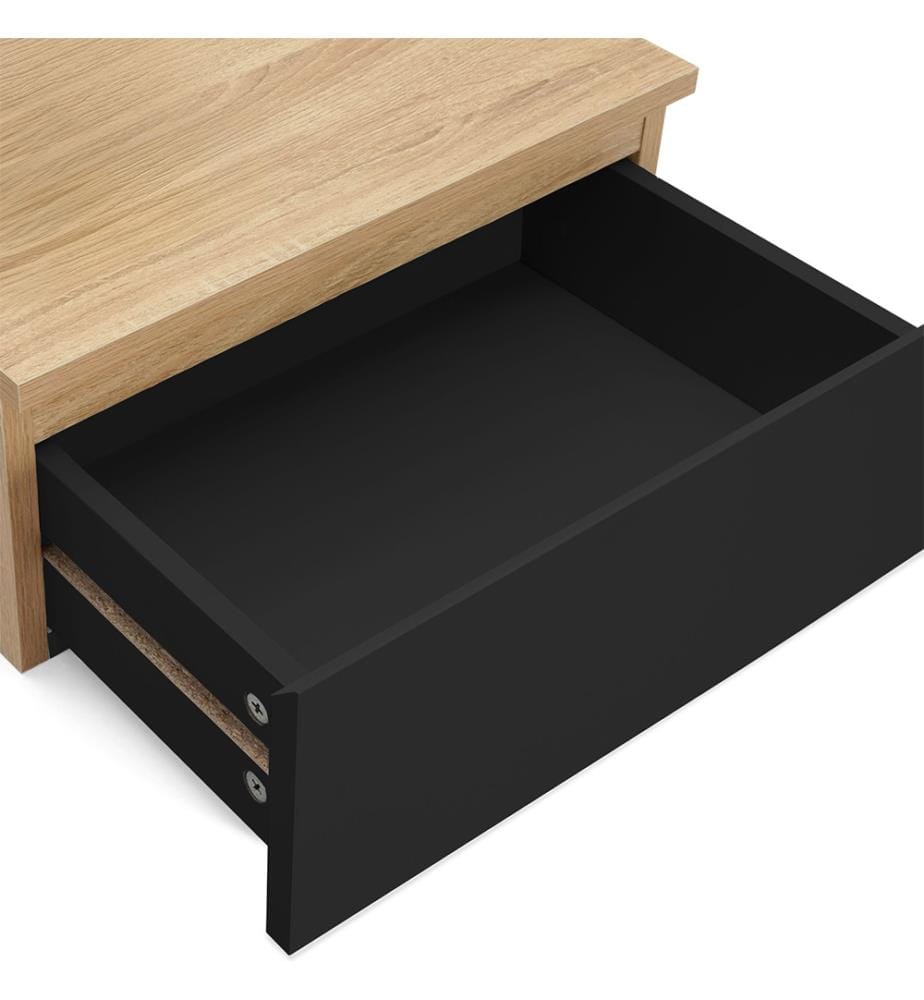 Lot de 2 Tables de chevet suspendues Tom 1 tiroir - Brun et Noir