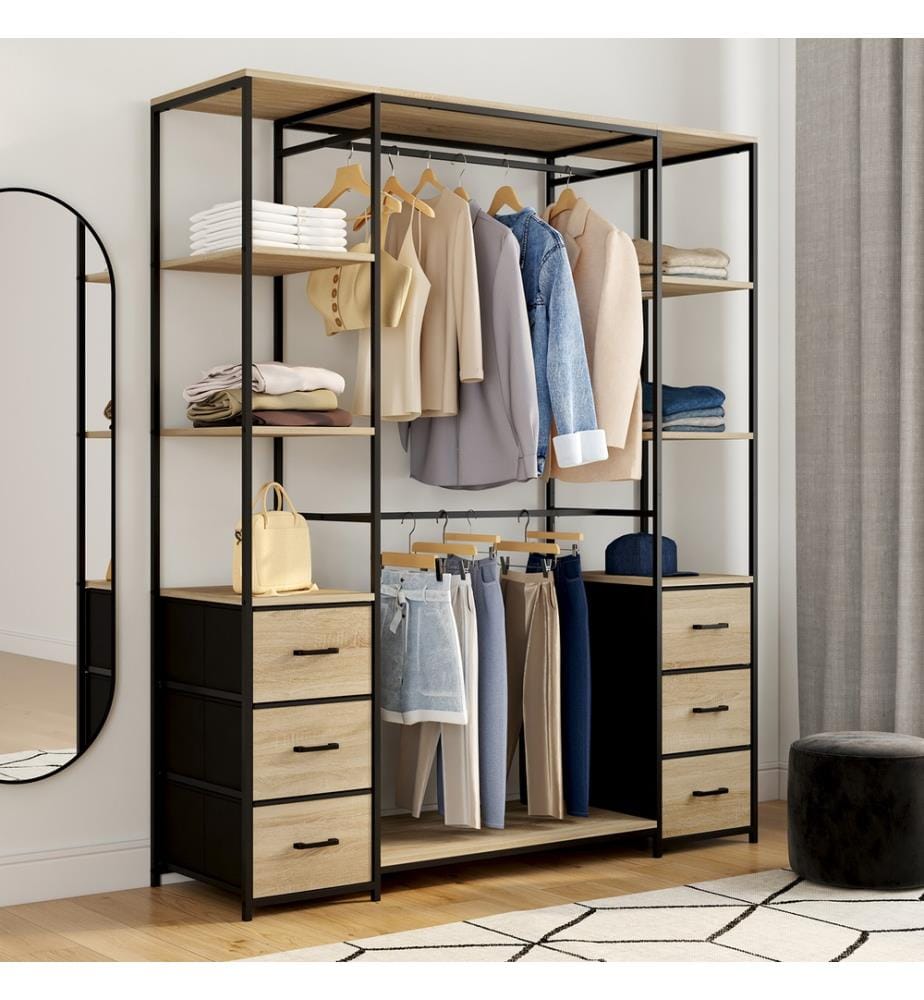 Ankleidezimmer Iris doppelter Kleiderschrank - Braun und Schwarz