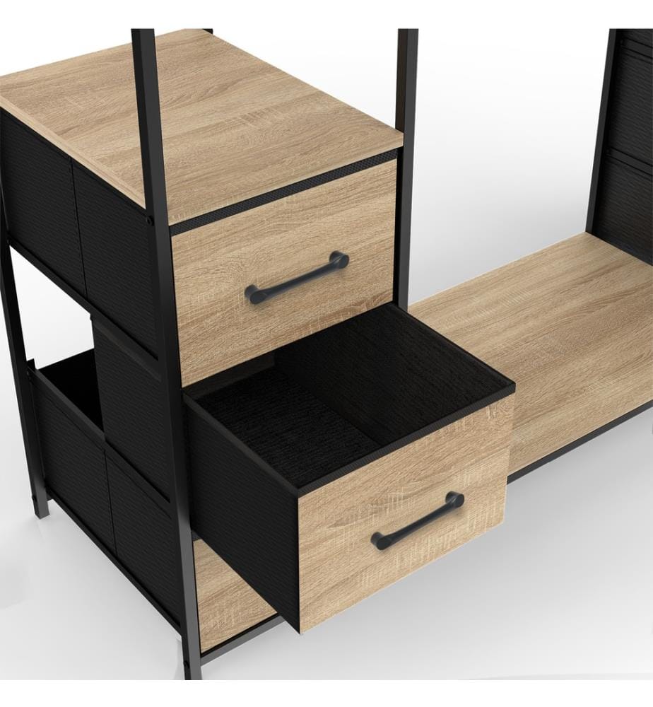 Ankleidezimmer Iris doppelter Kleiderschrank - Braun und Schwarz