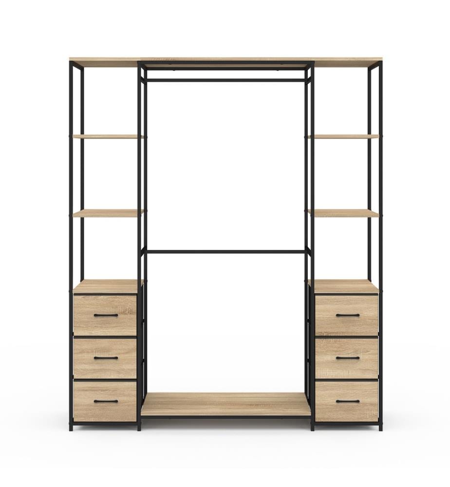 Ankleidezimmer Iris doppelter Kleiderschrank - Braun und Schwarz