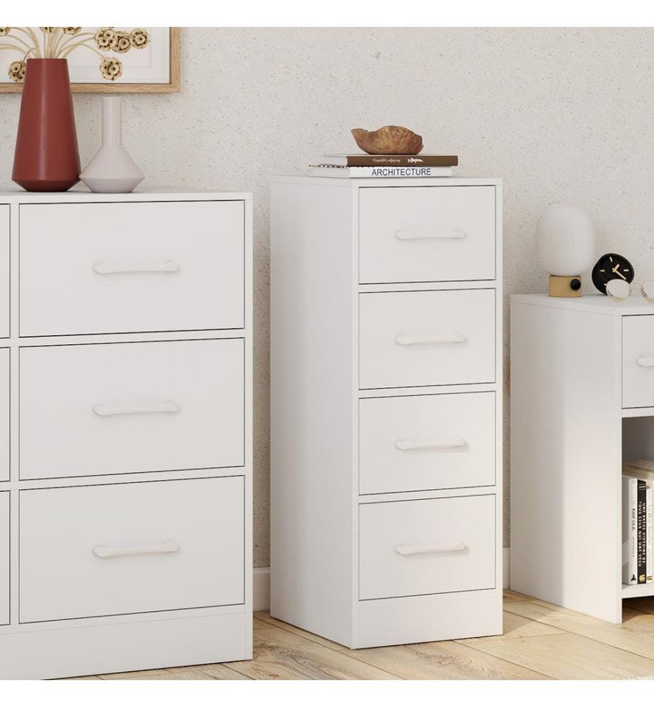 Comodino Uma a 4 cassetti - Bianco