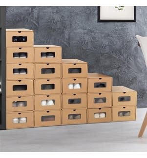 Set von 20 Aufbewahrungsboxen aus Craft - 35x23.5x13.5cm - Hellbraun