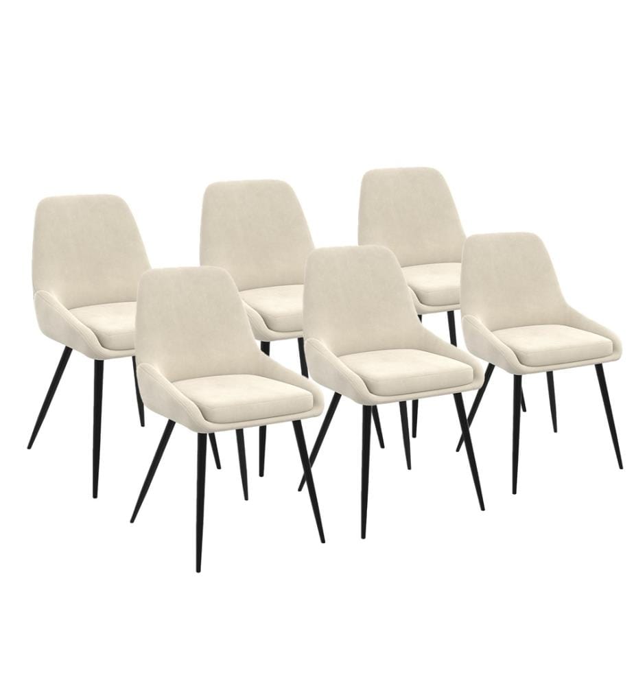 Set aus 6 Stühlen Olivia - Creme und Metall