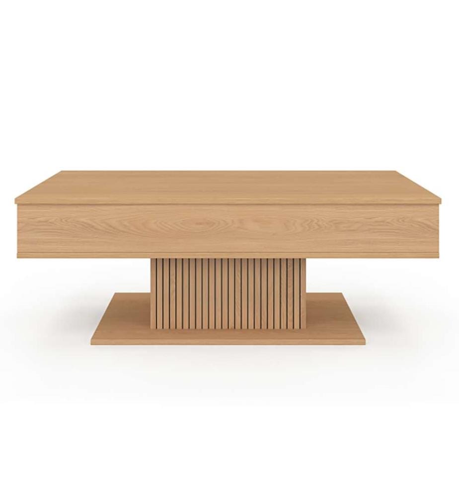 Table basse Tania avec plateau relevable bois et pieds lattes L110cm