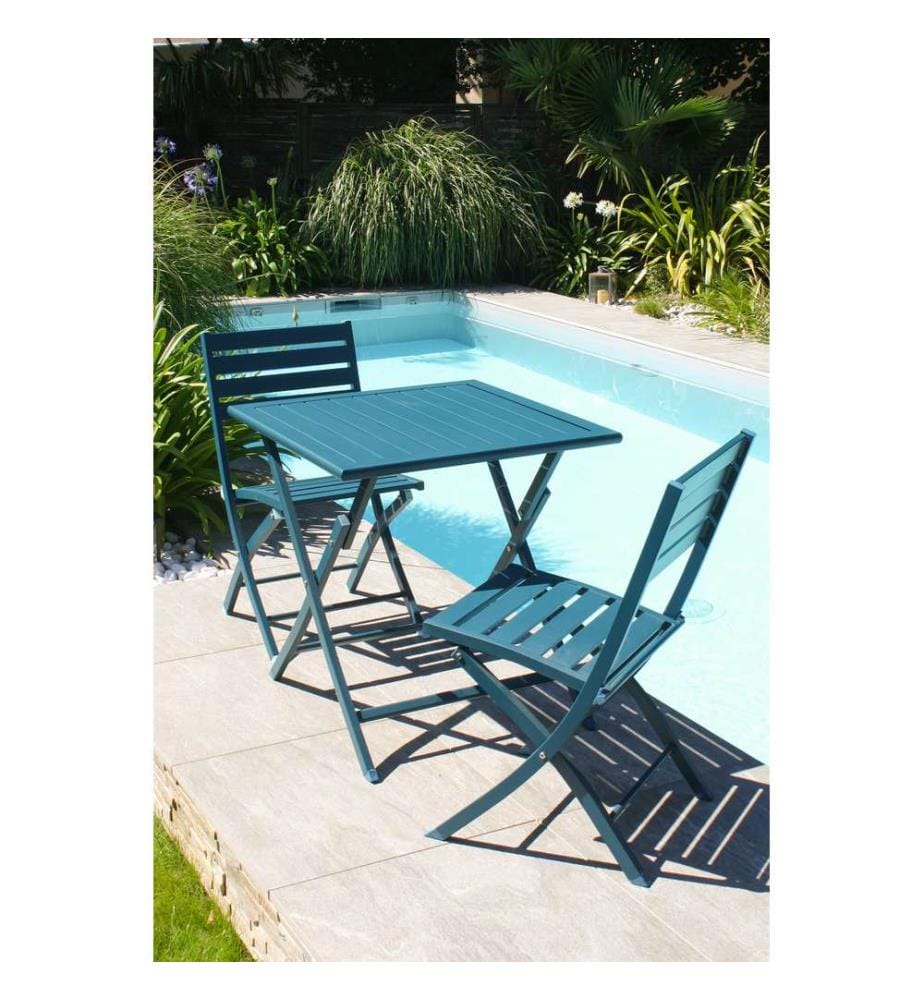 Ensemble repas de jardin Marius 2 places - Bleu canard