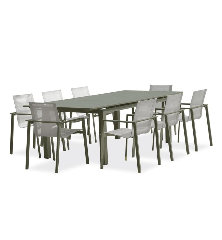 Ensemble repas de jardin Miami 8 places - Kaki