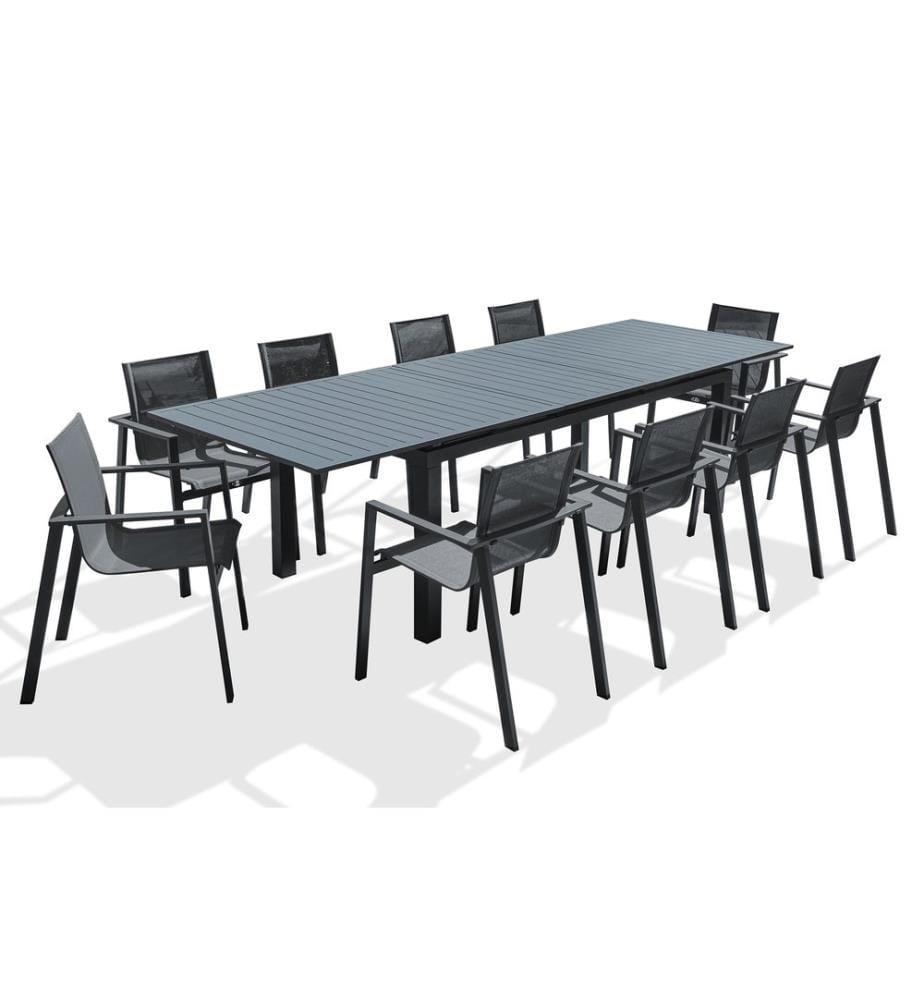 Ensemble repas de jardin Miami 10 places - Gris anthracite