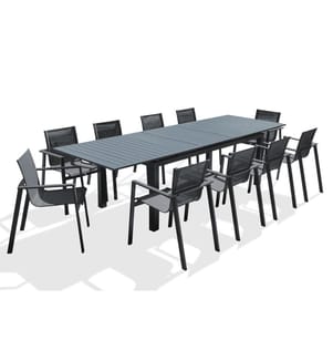 Ensemble repas de jardin Miami 10 places - Gris anthracite